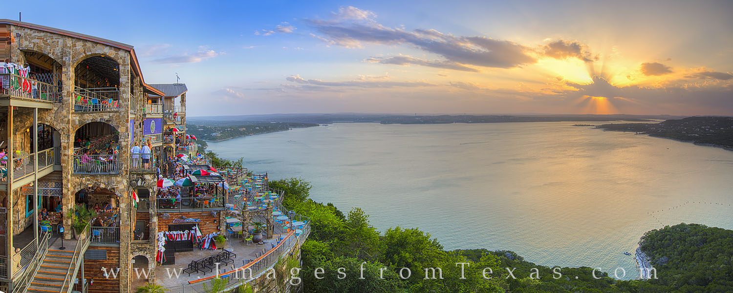 the oasis, austin images, austin texas, oasis austin, austin texas photos, oasis austin texas, austin food, austin icons, austin sunset, texas sunset, austin panorama, pano
