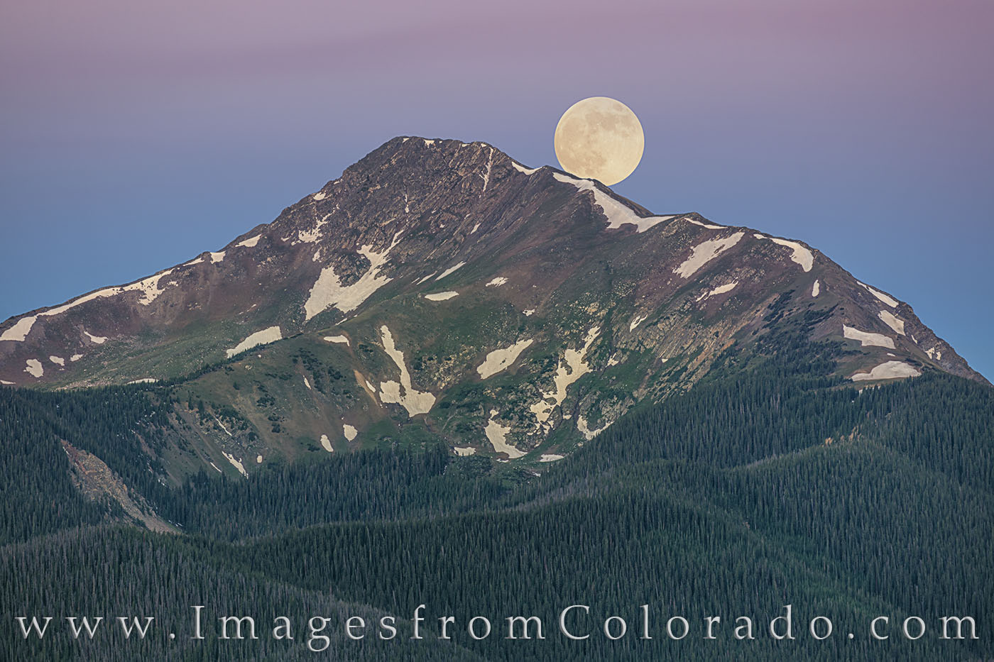 Moonset over Byers Peak in Fraser, Colorado