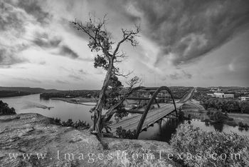 360 Bridge, Austin Texas, at Sunrise Black and White 408-3