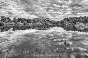 Autumn Skies at Enchanted Rock Black and White 2