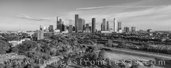 Black and White Aerial Pano of Downtown Houston 1117-1