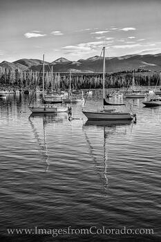 Boats on Lake Granby in Black and White 623-1