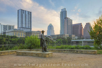Downtown Austin Texas and the SRV Statue 1