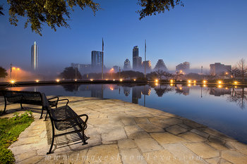 Downtown Austin on a Calm Foggy Morning