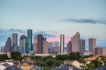 Evening Moon over Downtown Houston
