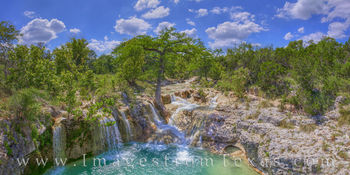 Hill Country Waterfall Summer Panorama 613-1