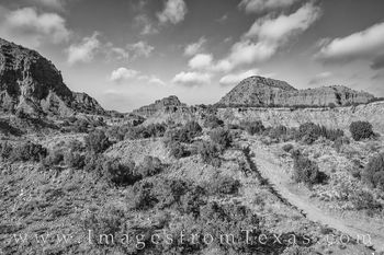 Hiking in Caprock Canyons Black and White 108-1