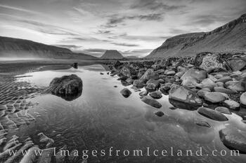 Kirkjufell from the Black Sands Black and White 1