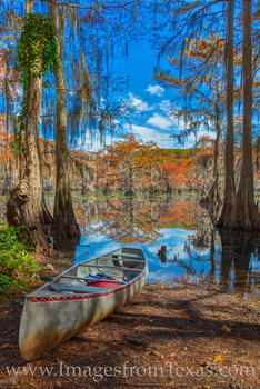 Autumn in Caddo Lake (Mill Pond seen here) is a great place for a canoe adventure.