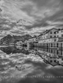 Lofoten - Henningsvær from Dreyers Gate Black and White 1