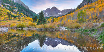 Maroon Bells Autumn Evening Panorama 103-1