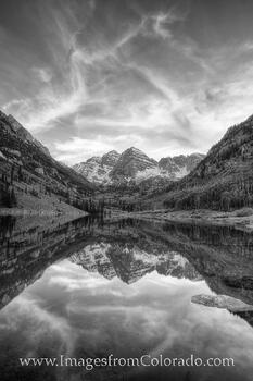 Maroon Bells Evening Black and White 2