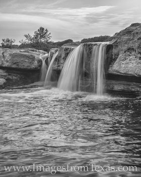 McKinney Falls at Sunset Black and White 520-3