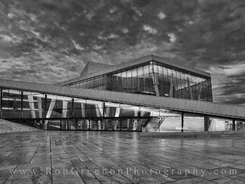 Oslo - Night Near the Opera House Black and White 1