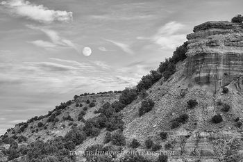 Palo Duro Canyon Moonrise Black and White