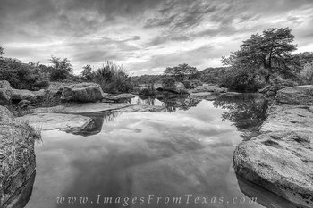 Pedernales Falls Morning Black & White