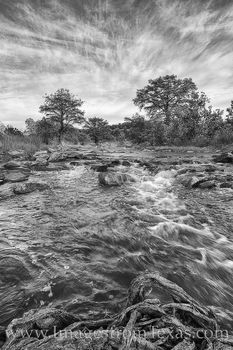 Pedernales River November Morning Black & White 1118-1