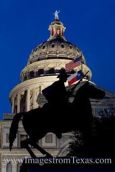 The Texas Ranger Monument at Night