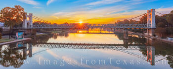 Waco Suspension Bridge Sunrise Panorama 1031-1