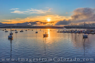 Boats on Lake Granby at Sunrise 721-1