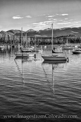Boats on Lake Granby in Black and White 623-1