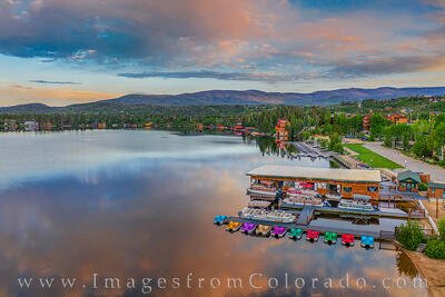 Grand Lake Sunrise Aerial 626-1