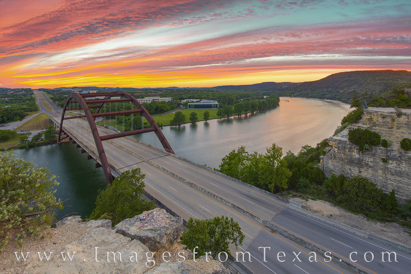 360 Bridge Sunset in October 2 This image of Pennybacker Bridge near Austin Texas was taken with wide angle lens. I knew it would be a good sunset, so I headed...