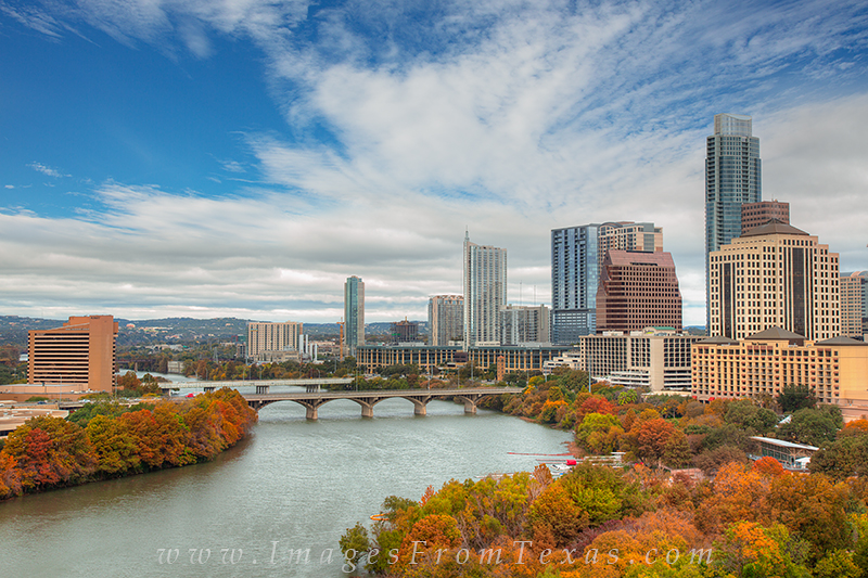 Autumn Colors along Lady Bird Lake The Fall colors begin to show up along Lady Bird Lake in this skyline image from Austin, Texas. Taken in late November, the reds...