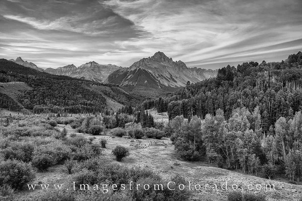 Black and White of Mount Sneffels 1 Heading to an early morning hike near Ridgway, Colorado, in the San Juan Mountains, I had to pull over and capture this view...