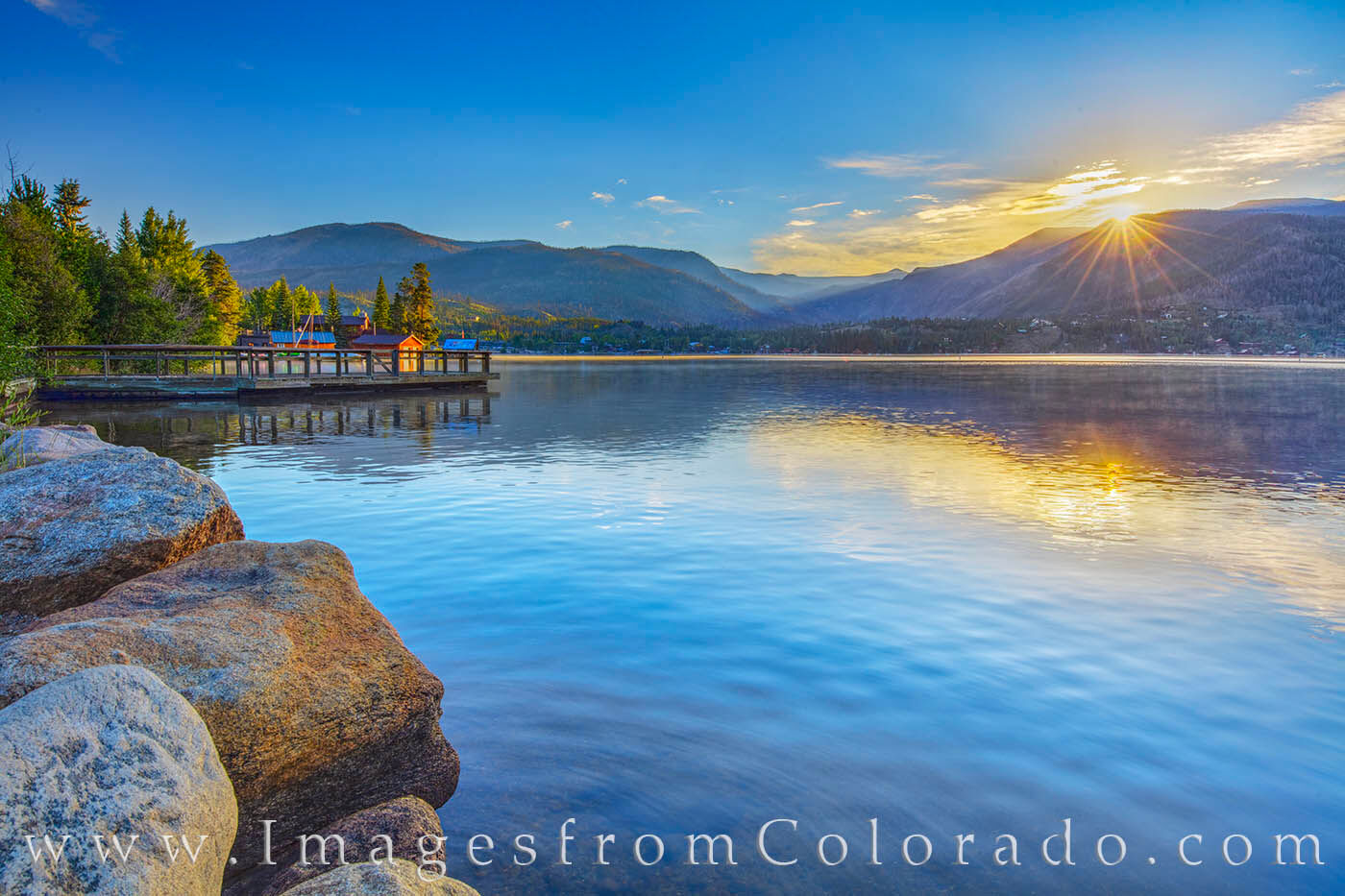 Grand Lake Sunrise 805-2 Grand Lake is calm and and cold and beautiful on this August sunrise.