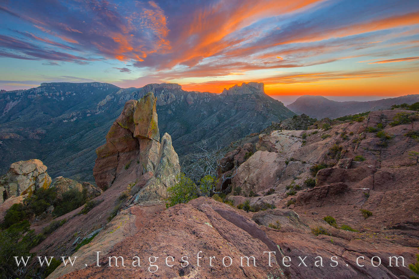 lost mine, lost mine trail, casa grande, juniper canyon, sunset, beauty, orange, hiking texas, hiking big bend, last light, texas prints, big bend prints