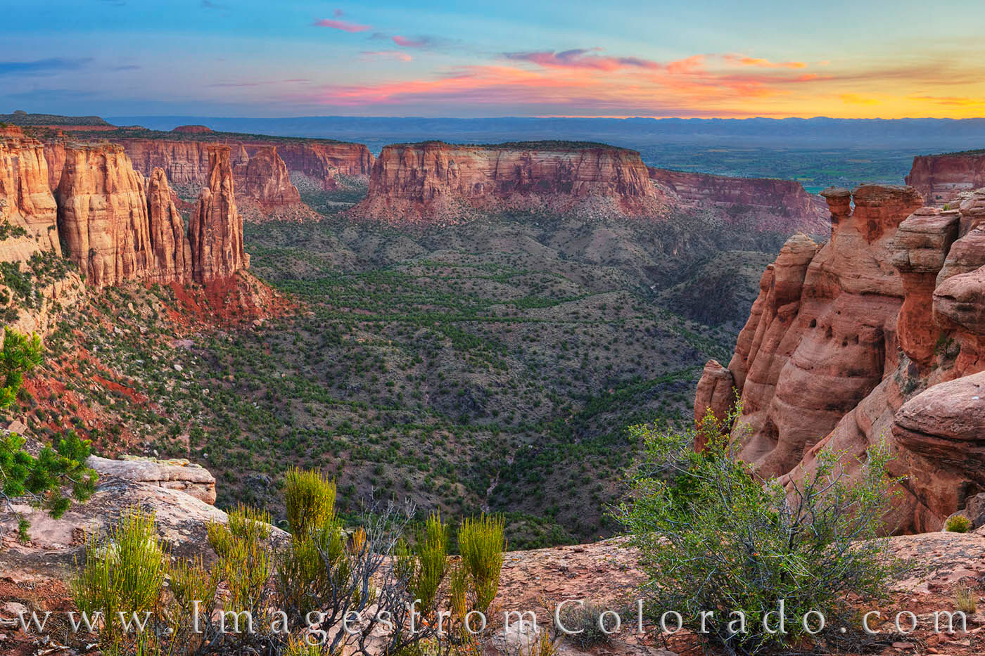 Monument Canyon Sunrise 3 On a perfect summer morning, Monument Canyon welcomes the first light of day. From a rock cliff high above the valley below...