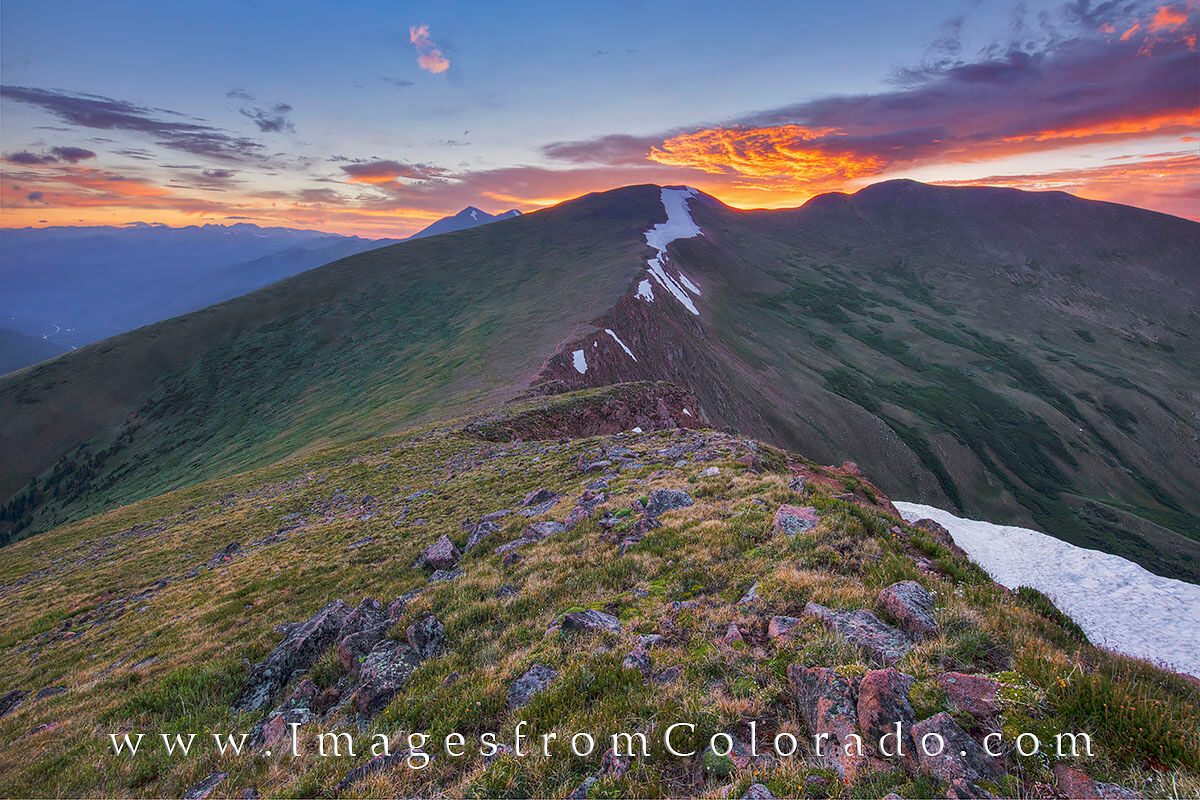 Mt. Flora from Berthoud Pass at Sunrise 1 From the top of Colorado Mines Peak, this Grand County Colorado sunrise image looks across to Mount Flora (13,146'). The Continental...