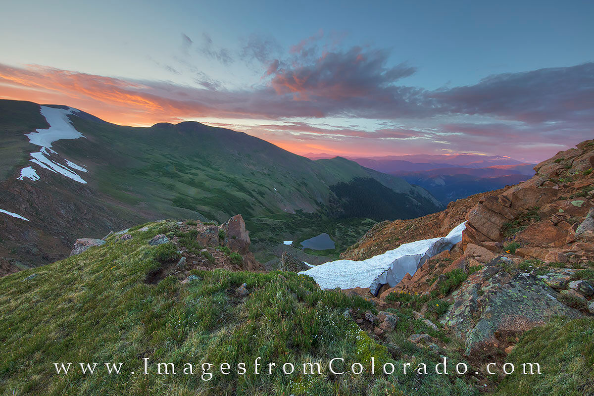 Mt. Flora from Berthoud Pass at Sunrise 4 From high atop Mines Peak on Berthoud Pass and just up the winding road from Winter Park, this Colorado mountain landscape looks...