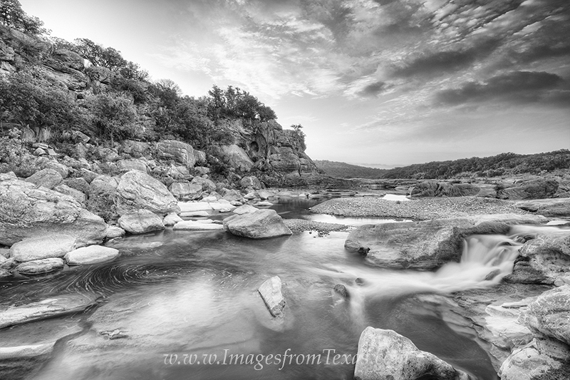 Pedernales August Morning Black and White This black and white photograph from the Texas Hill Country was taken at sunrise along the Pedernales River. The clouds, river...