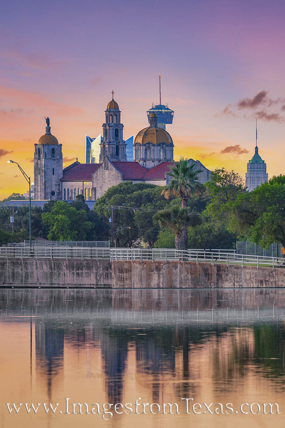 San Antonio Skyline on a Summer Sunrise 611-2 On a cool June morning, the skyline of downtown San Antonio rises in to the morning light. Nearly 5 miles away, the buildings...