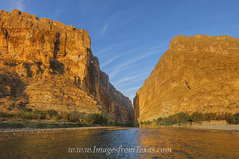 Santa Elena Canyon in the Morning Light 1 The first light of a spring morning bathes the 1,500 feet high walls of Big Bend's Santa Elena Canyon in a warm glow. The Rio...