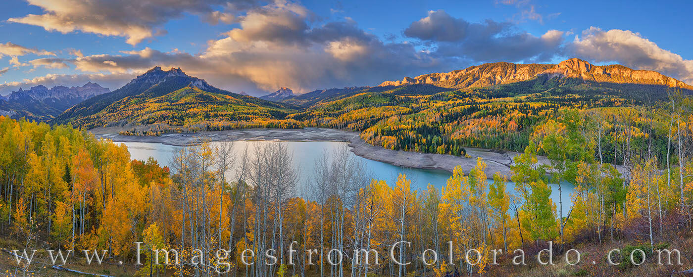 Silver Jack Fall Morning Panorama 104-1 From high above Silver Jack Reservoir, this panorama looks southeast across the Cimarron Ridge on a cold October morning. The...