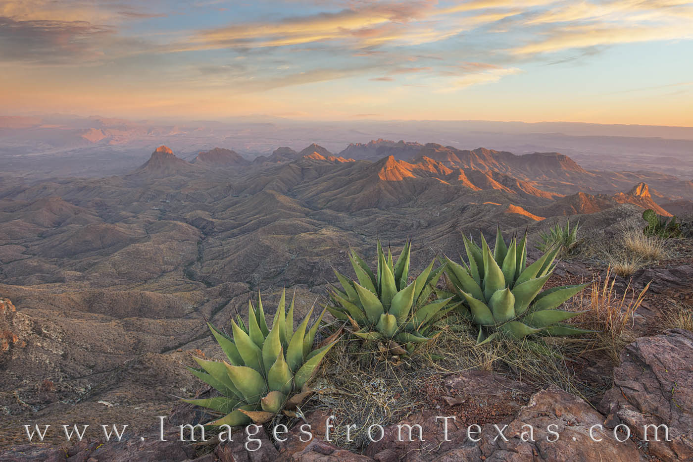 South Rim before Sunset, Big Bend 2 A few minutes before sunset, the distant peaks of the Chisos Mountains in Big Bend National Park are lit up with the last light...