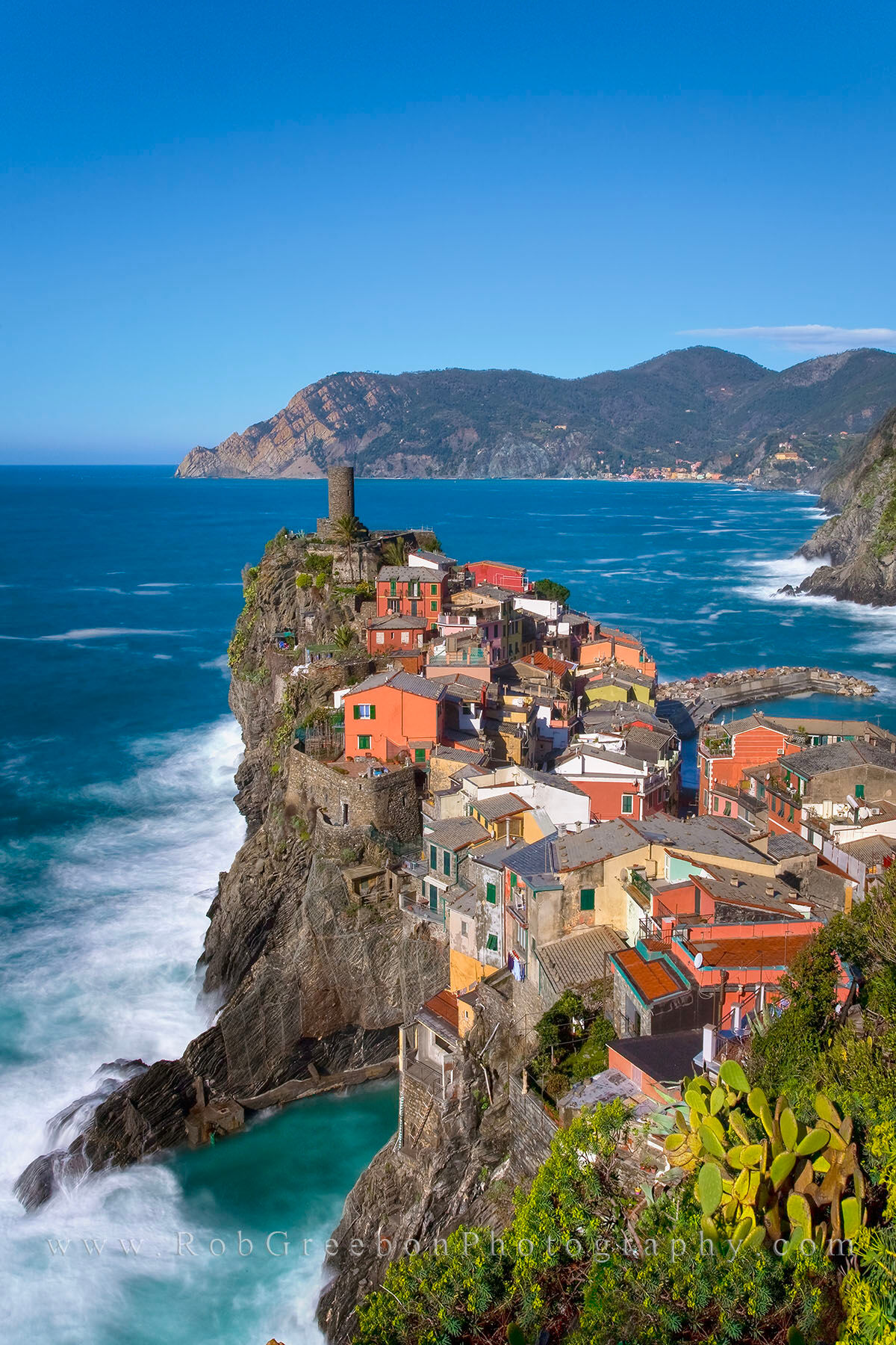 The Cinque Terre - Vernazza on a Spring Morning 3 The sleepy Italian fishing village of Vernazza in the Cique Terre enjoys a beautiful. morning splashed in sunlight as the waves...
