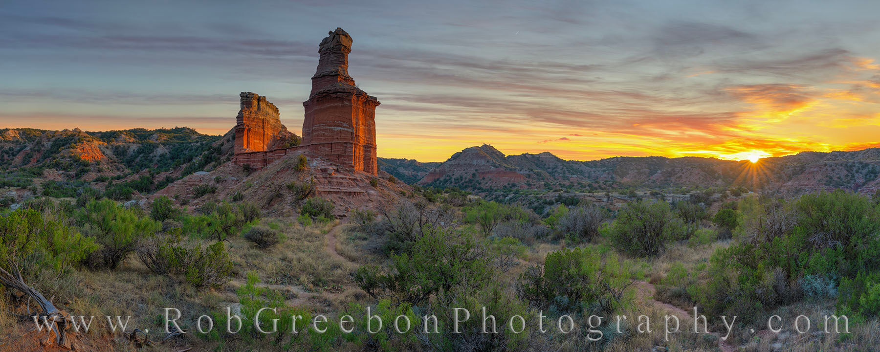 The Lighthouse after Sunset #1 Taken at sunset, this panorama attempts to capture the beauty of the Lighthouse of Palo Duro Canyon in the last light of evening...