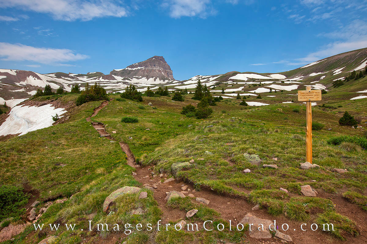 Uncompahgre Trail near Lake City 1 The trail to the summit of Uncompahgre Peak is about 8 miles round trip. The 3,000' vertical gain takes you to some of the most...